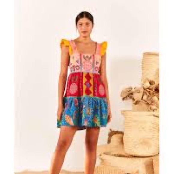 Farm Rio Color Block Embroidered Dress - Picture 5 of 8